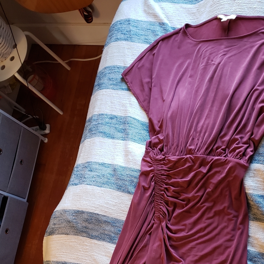 French Rose Dress w/ Asymmetrical Ruching by MS